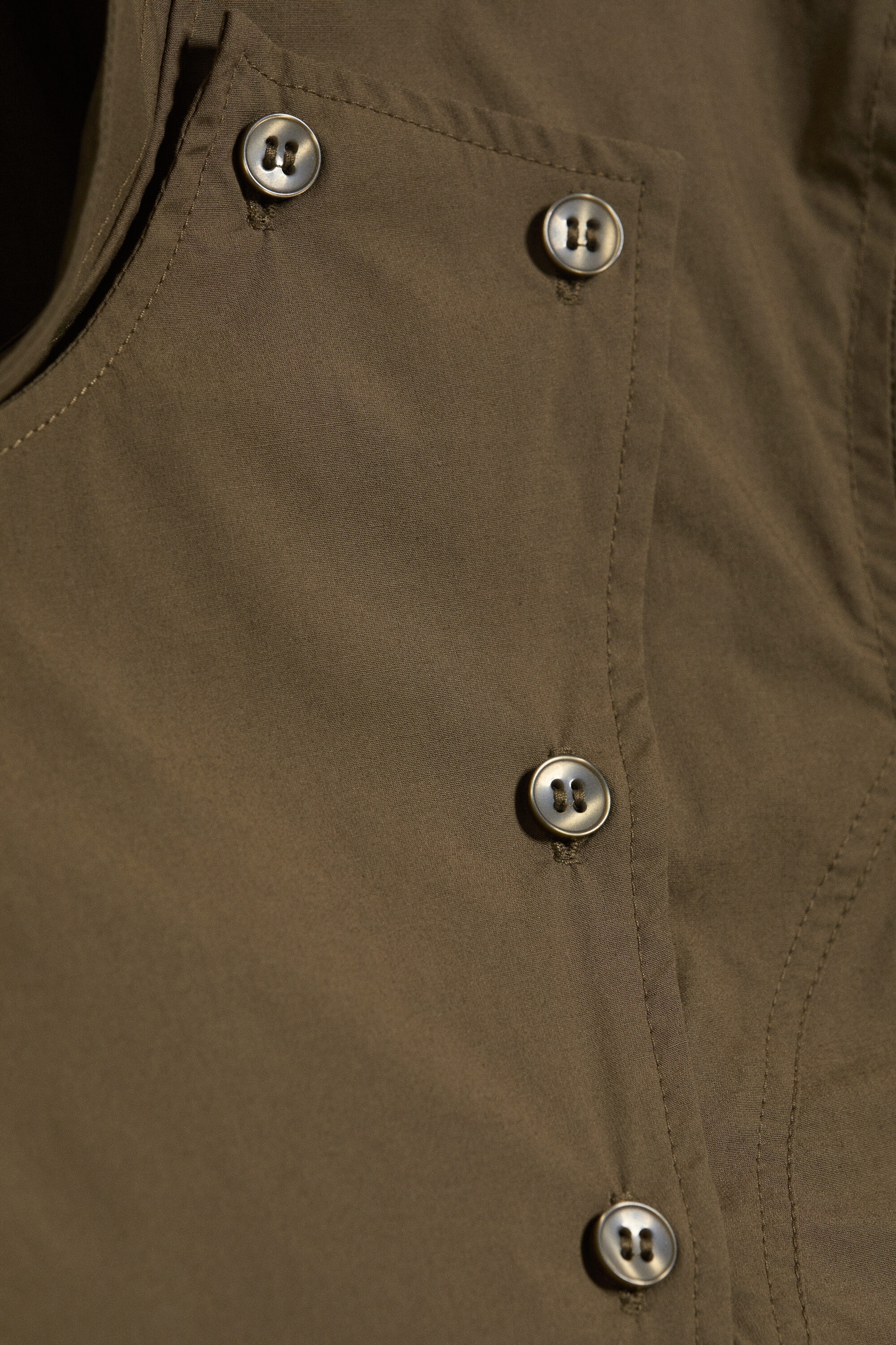 Dark Khaki Green - Asymmetrisk knappet topp - 4