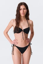 Zwart - Bikinibroekje met strikbandjes - 0