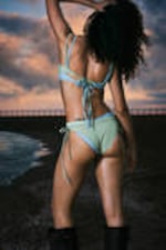 Light Green - Strappy Bikini Top - 0