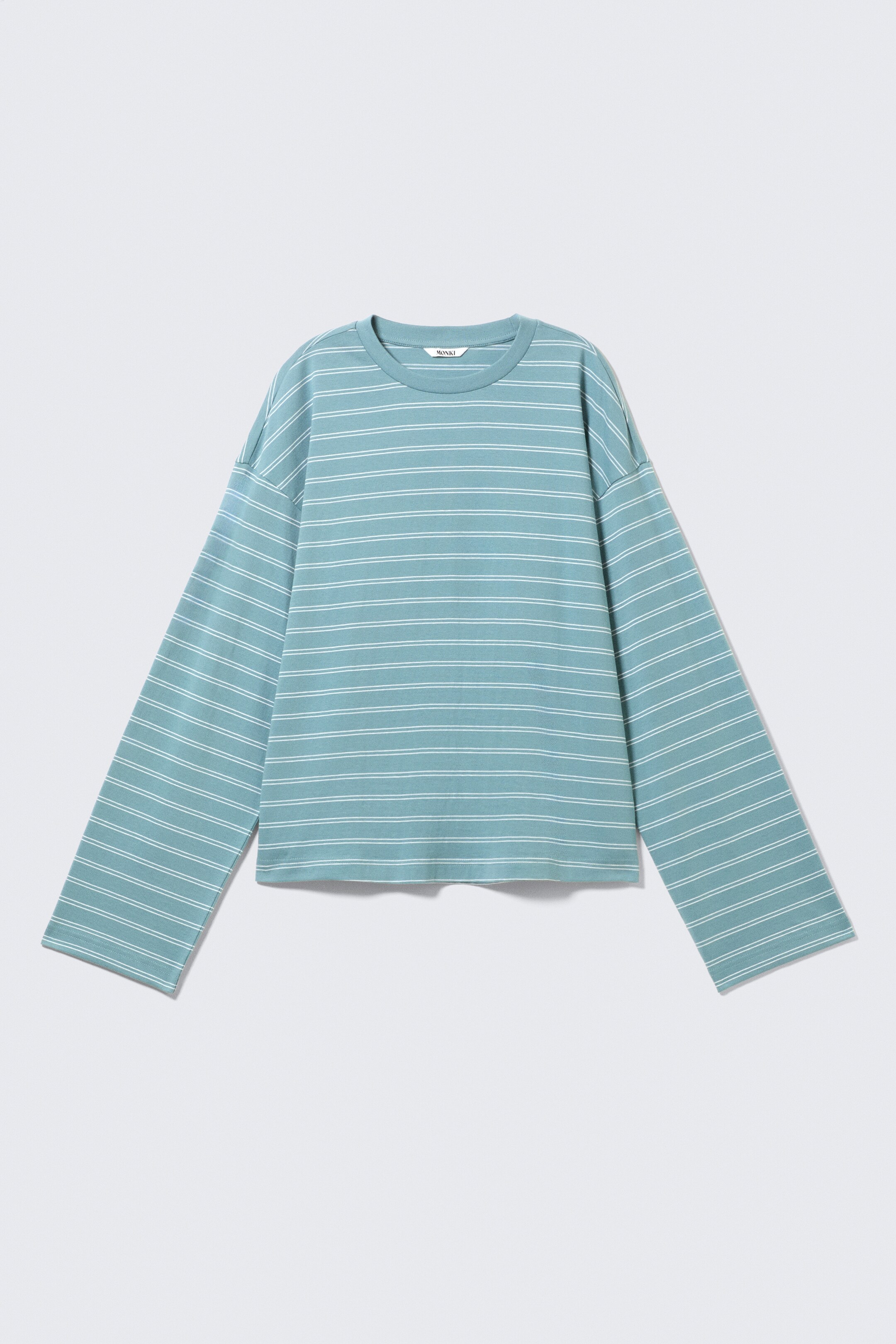 Ingrandisci l'immagine: Long-Sleeved Cotton T-shirt - Striped Turquoise - DONNA | H&M CH 4
