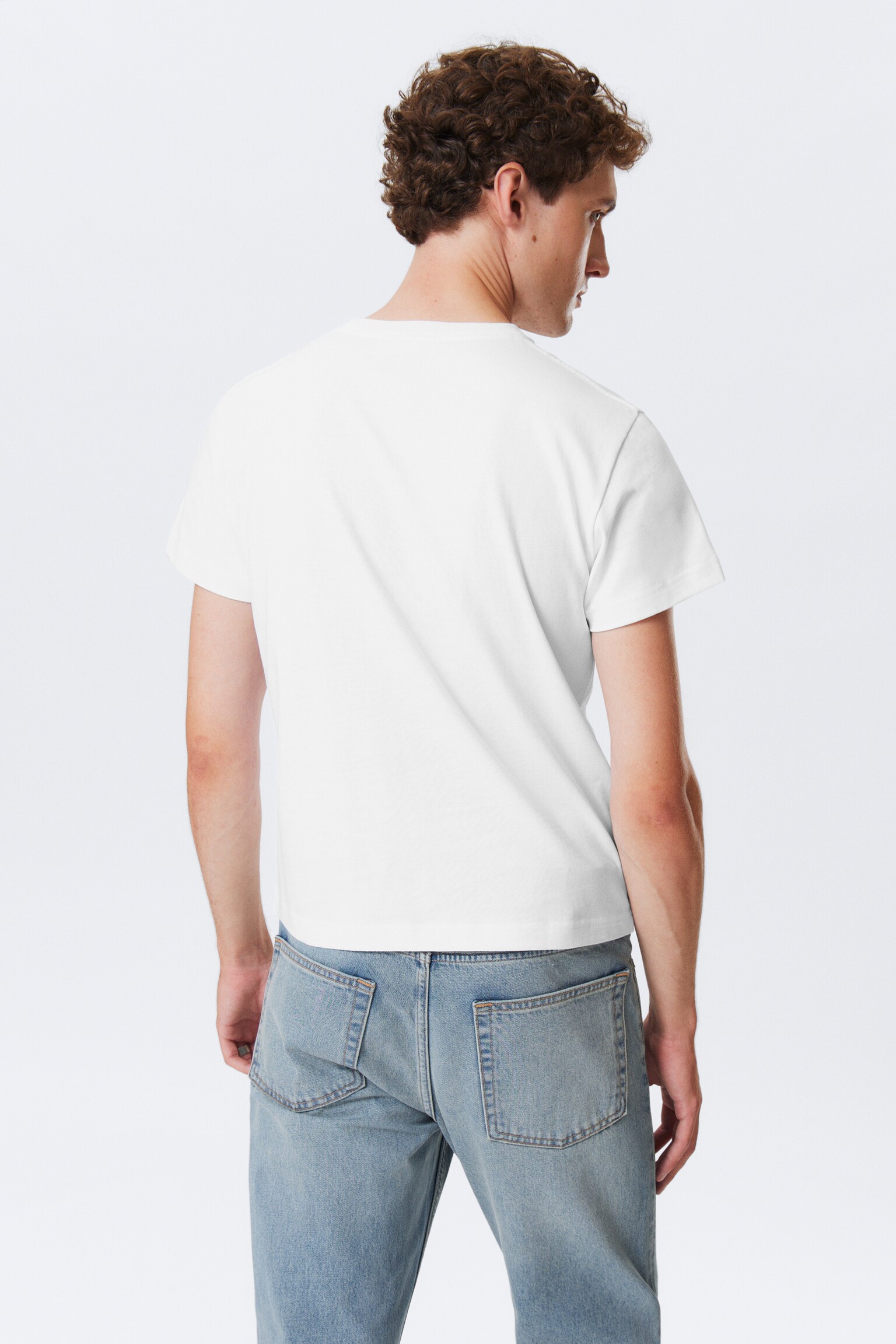 Tight kortärmad bomulls-t-shirt - Vit/Tvättad Svart - 4