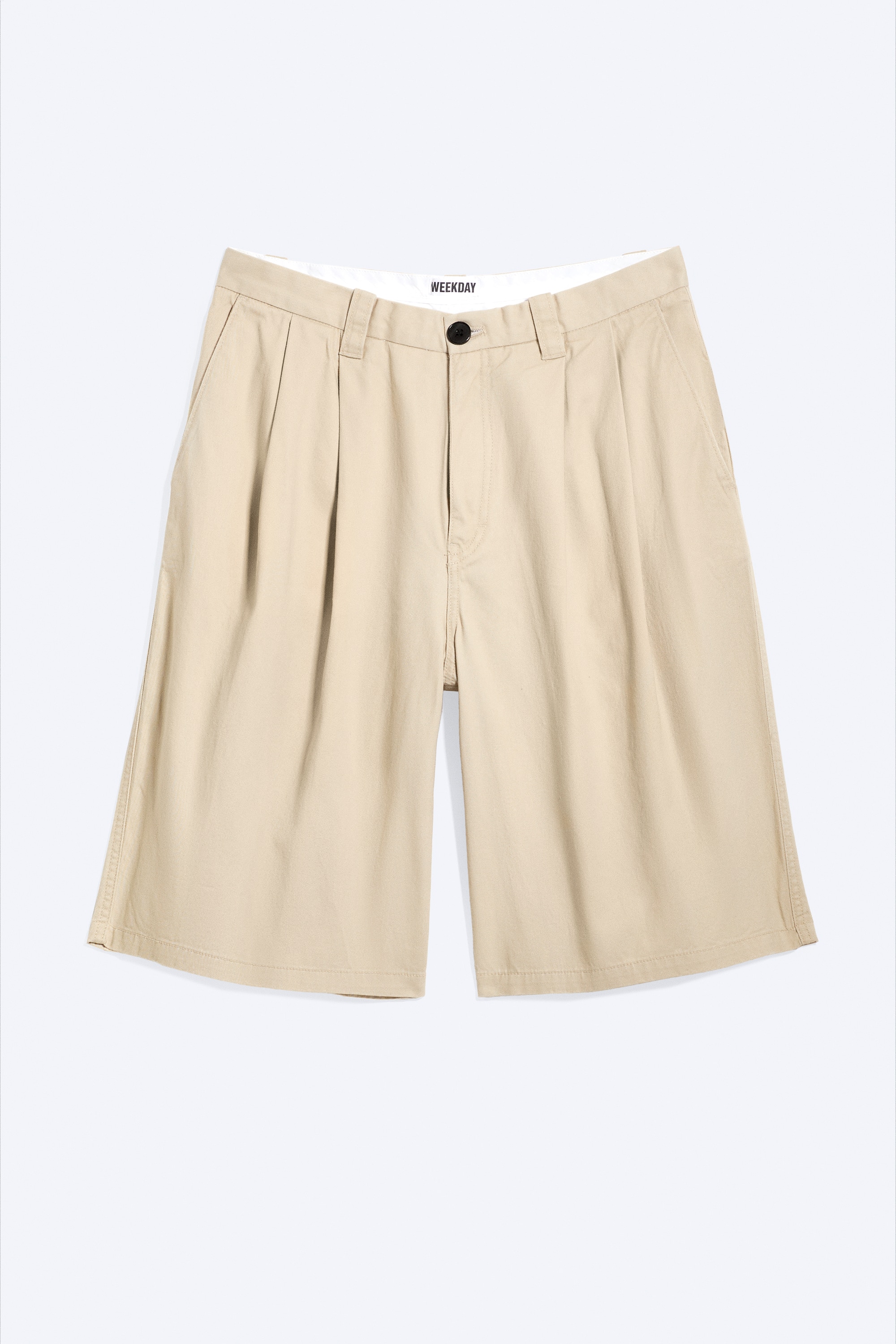 Katoenen chinoshort - Vaal lichtbeige/Zwart