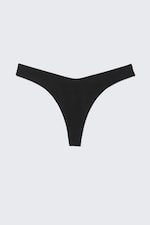 Black - V-Shaped Thong Bikini Bottoms - 3