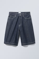 Blue Rinse - Astro Mid Waist Loose Baggy Denim Shorts - 0
