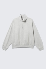 Grey - Loose Half Zip Sweatshirt - 5