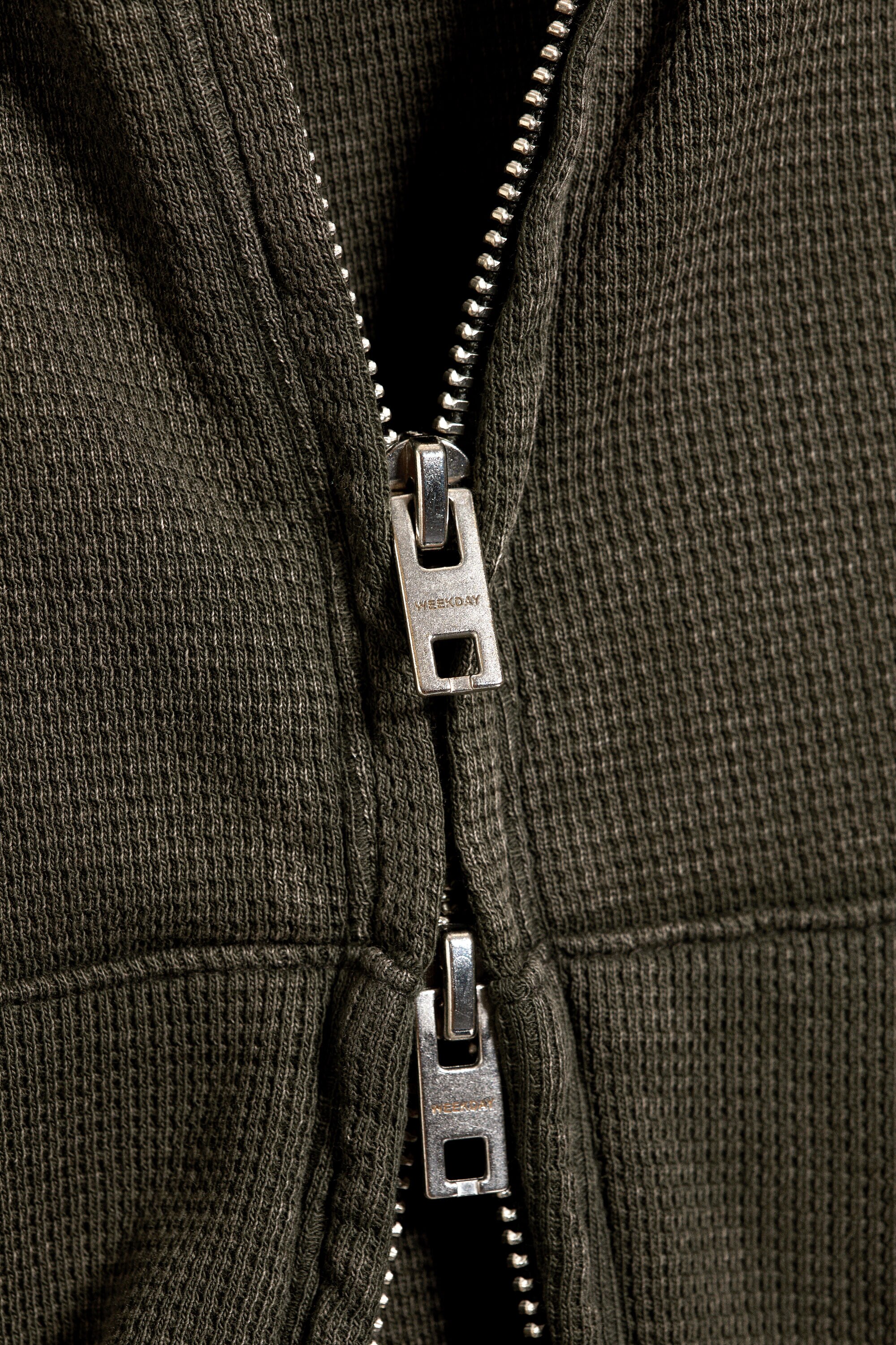 shrunken zip hoodie - Dark Khaki Green | Weekday GB