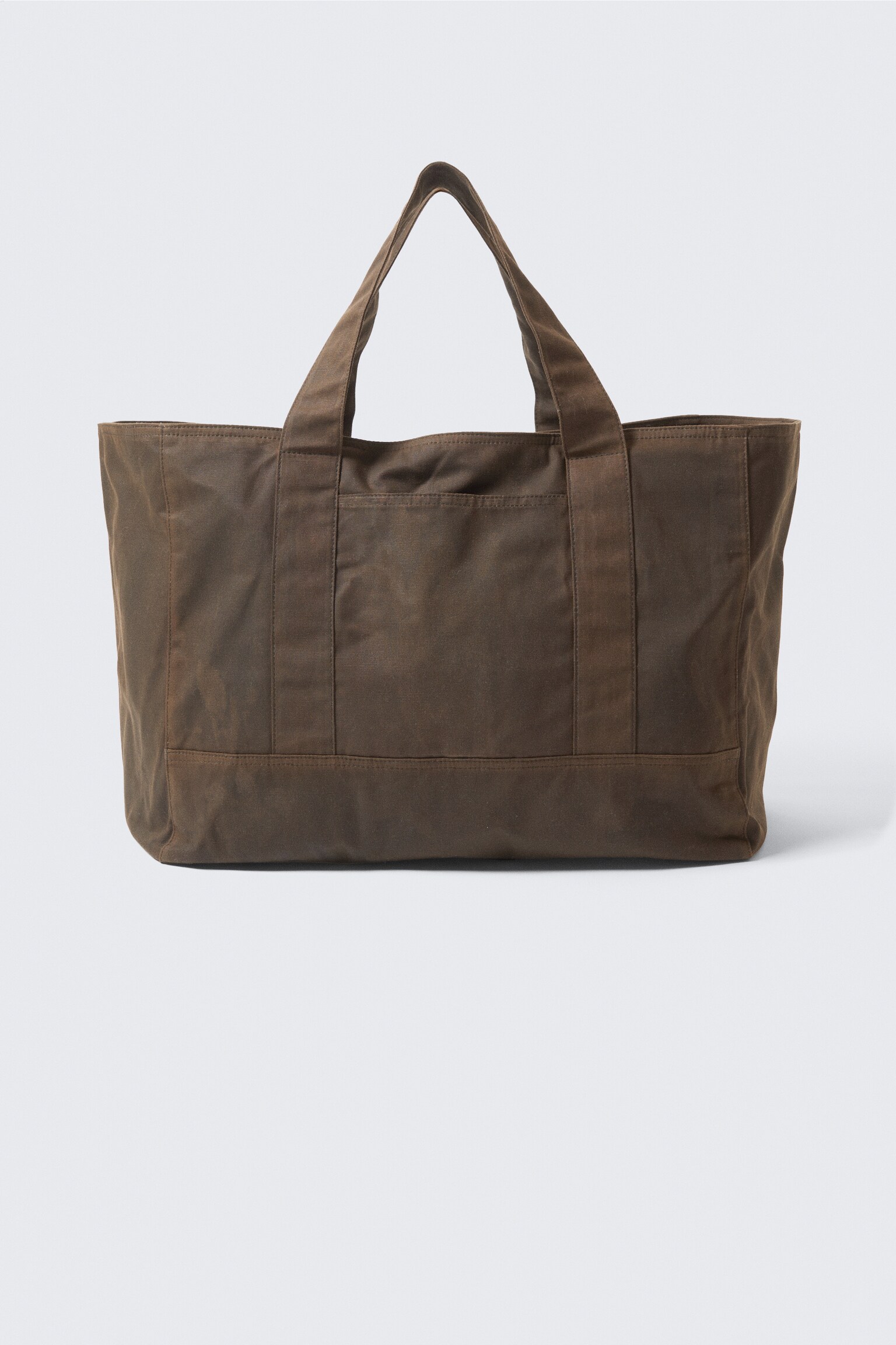 Large Waxed Cotton Canvas Tote Bag - Dark Brown/Dark Mole - 6