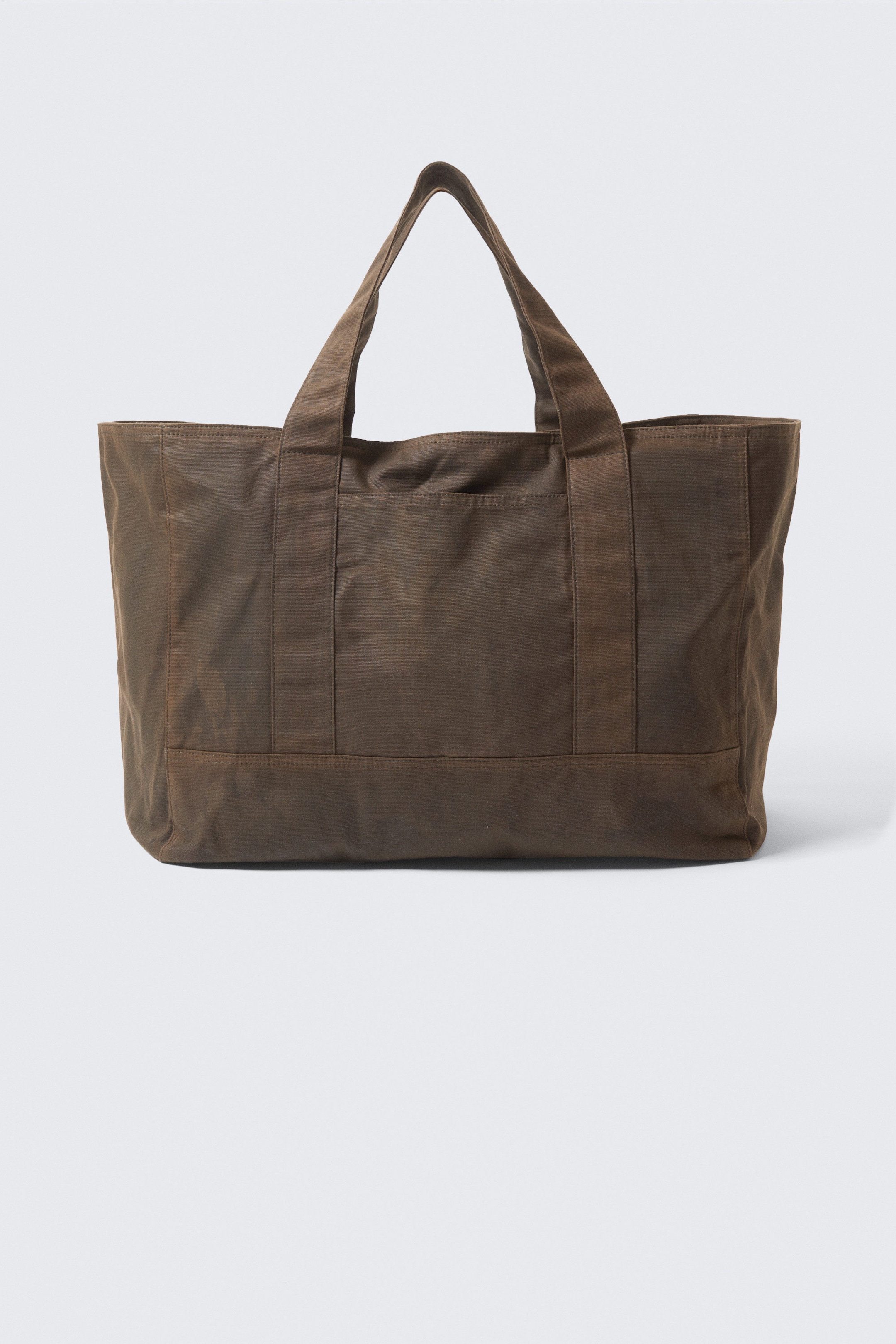 Mörkbrun - Stor vaxad canvasväska i bomull - 2