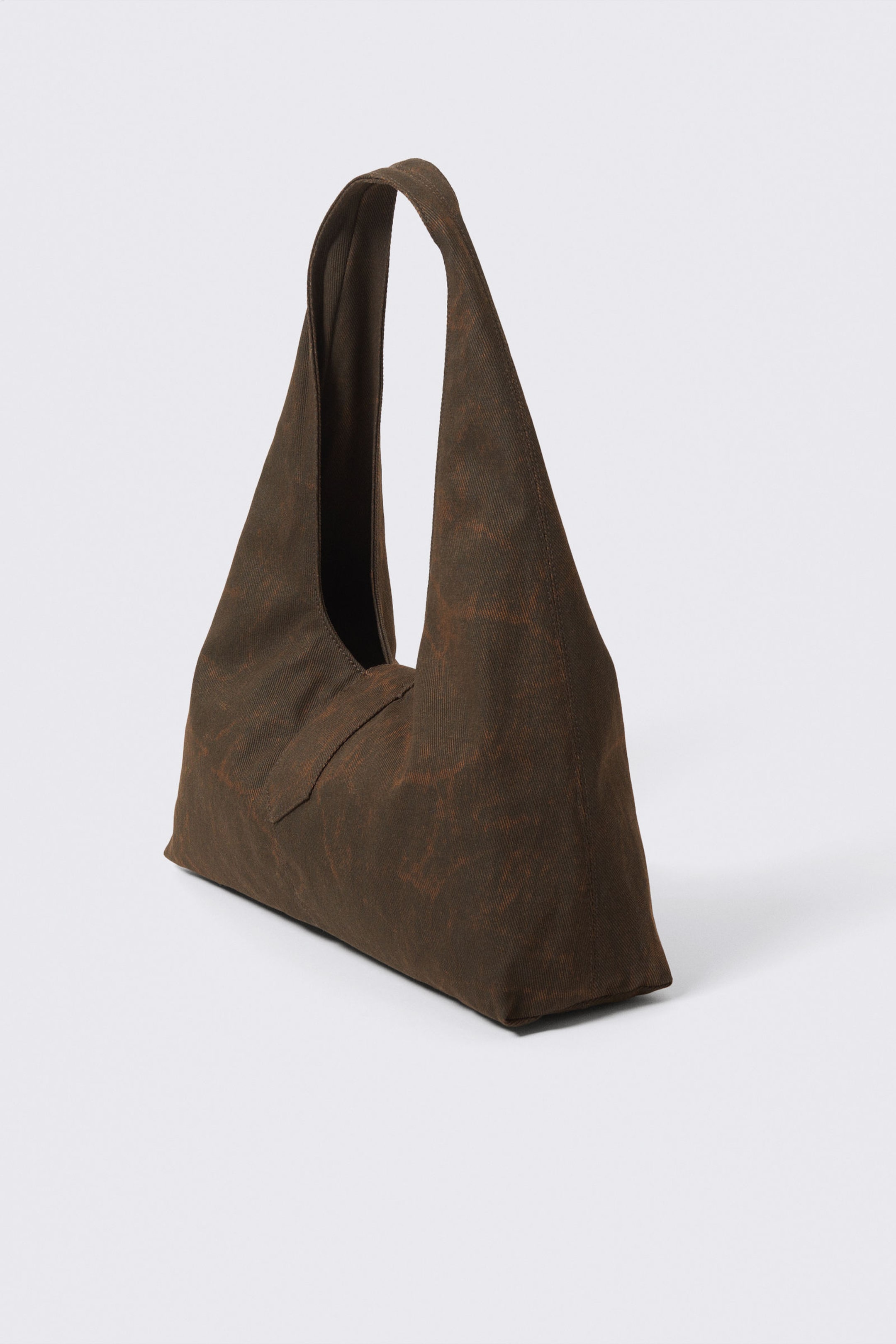 Brown - Structured Buckle Canvas Shoulder Bag - 2