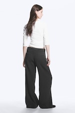 Dark Grey - Crinkle Low Waist Loose Fit Trousers - 3
