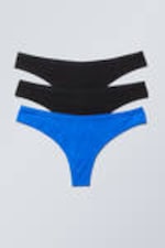 Black & Blue - 3-pack Low Waist Cotton Thongs - 0