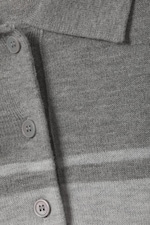 Grey Stripe - Loose Knitted Pique Sweater - 12