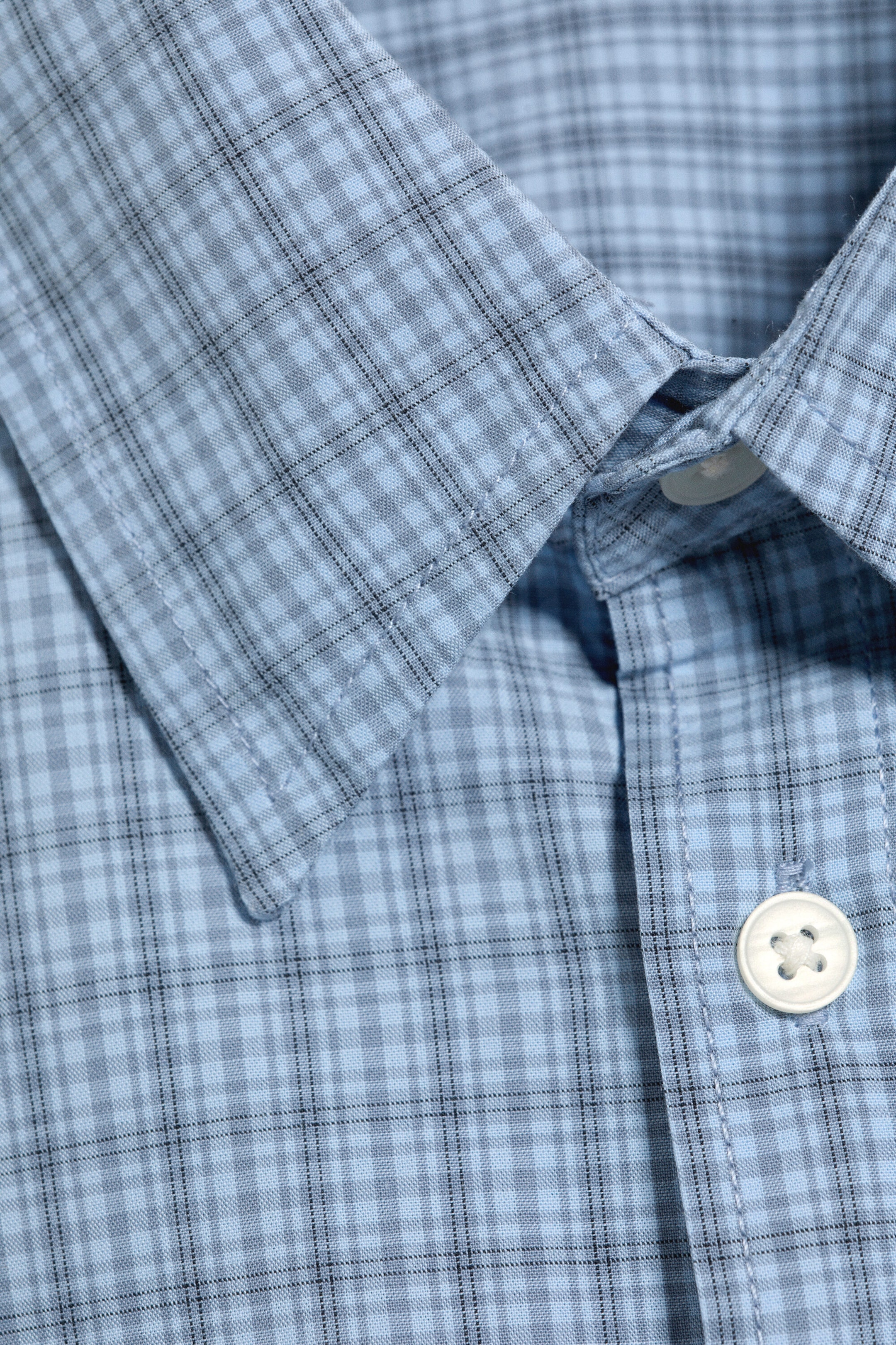 Checked Blue - Chemise carrée décontractée en popeline - 2