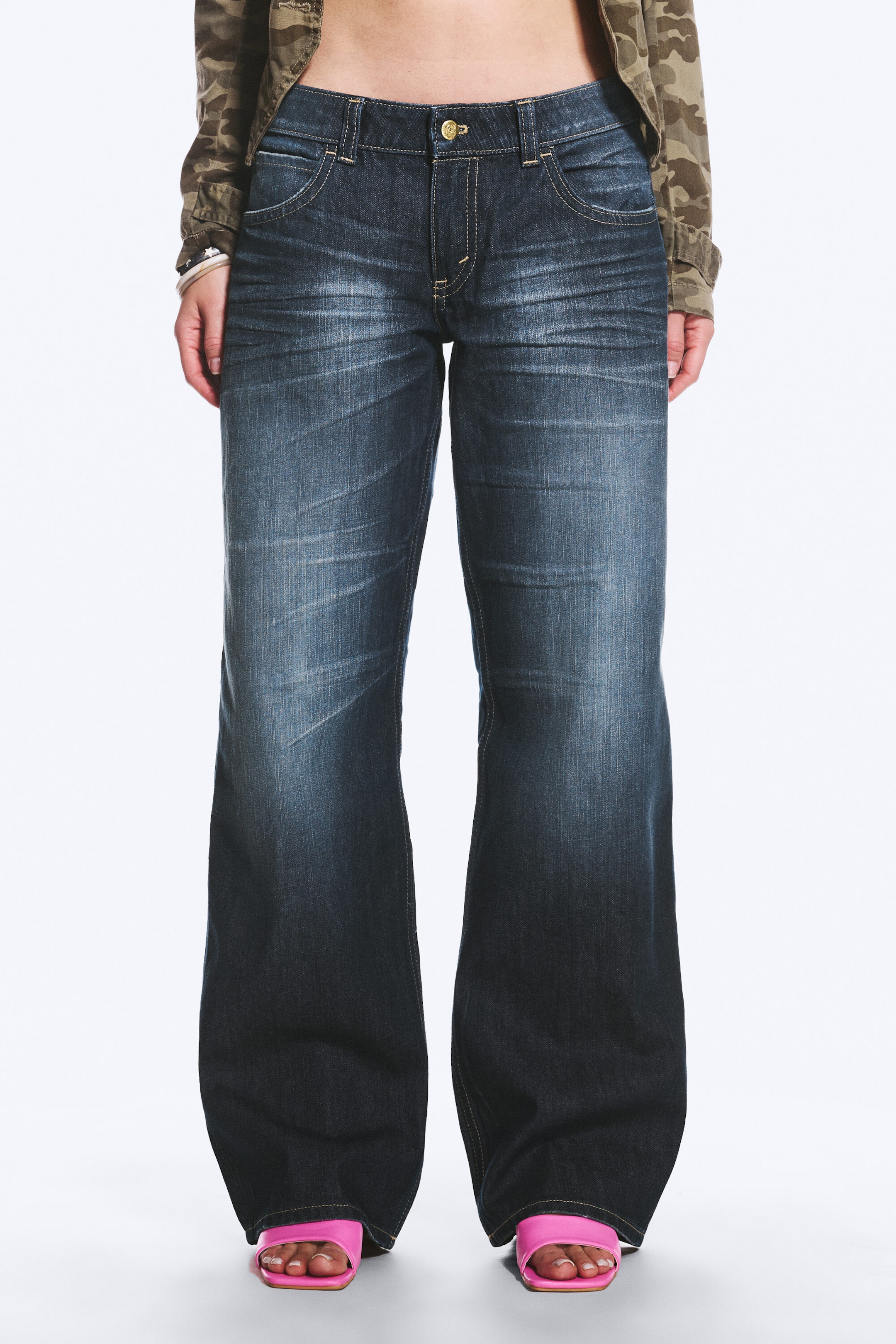 Star Blue - Dark Blue - Messy Low Rise Regular Straight Jeans - 2