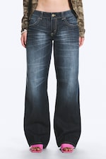 Star Blue - Dark Blue - Messy Low Rise Regular Straight Jeans - 1