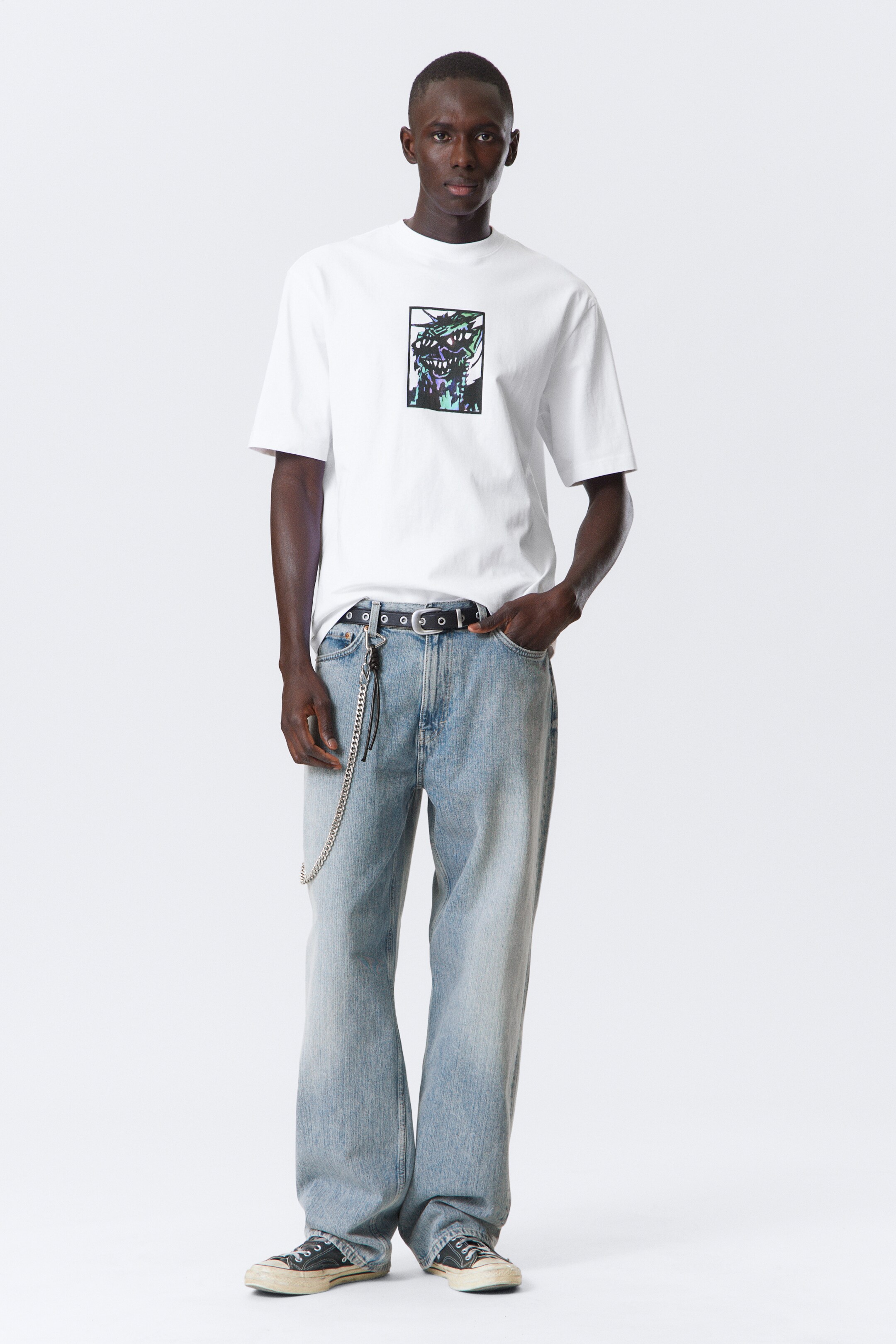 Zobrazit větší obrázek: Relaxed Graphic Printed T-shirt - Bílá - akrylový muž - MUŽI | H&M CZ 1