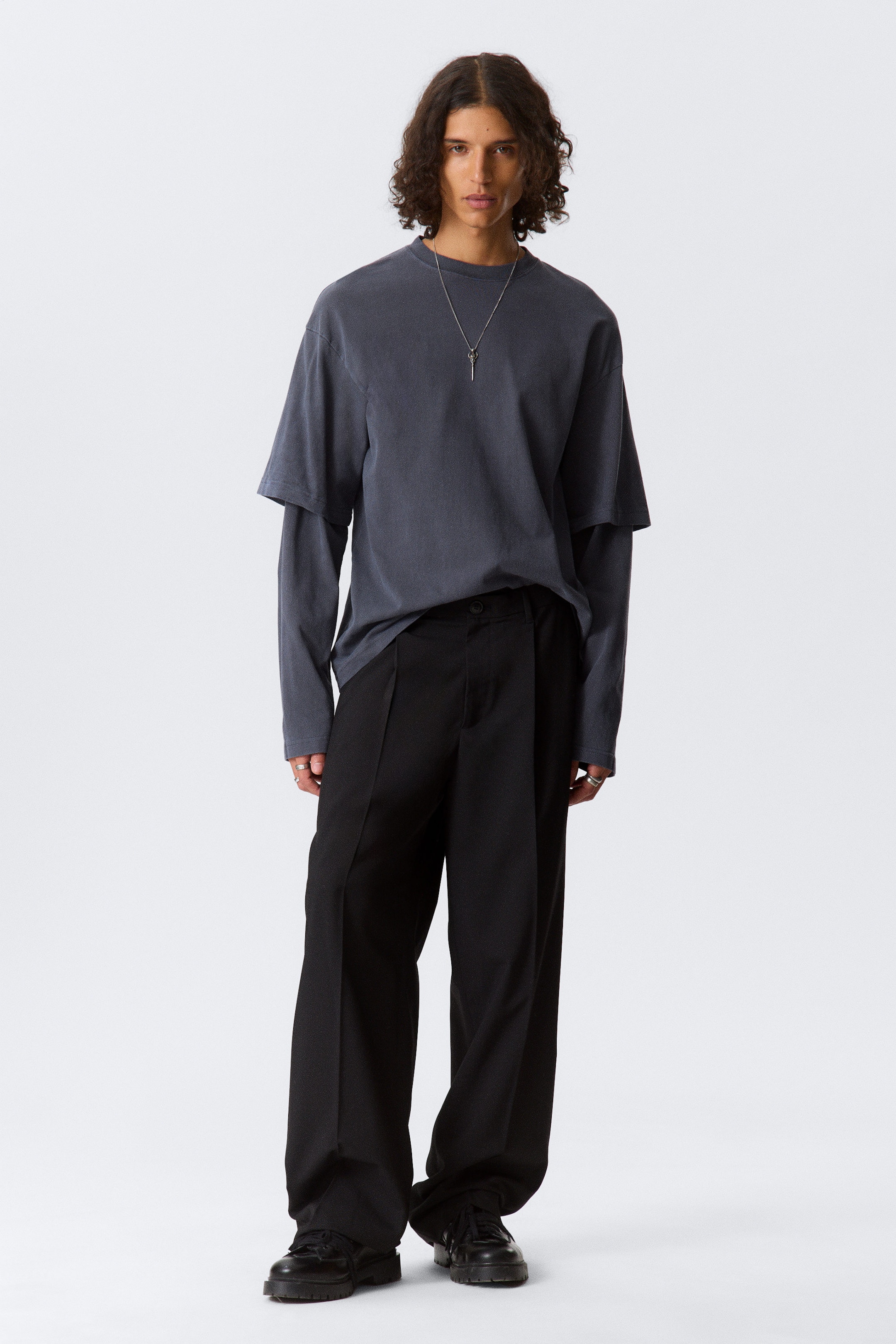 Black - Uno Loose Suit Trousers - 1