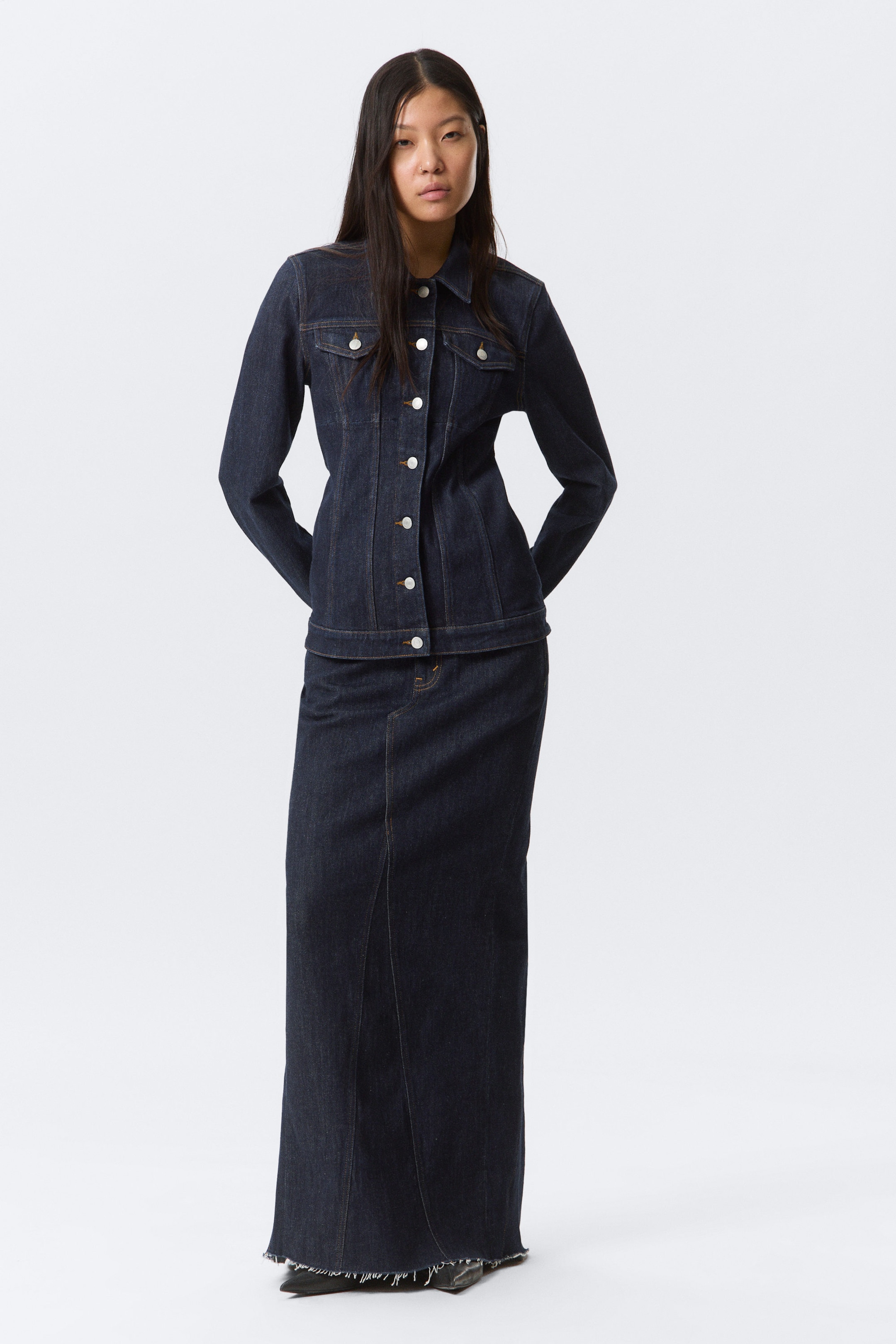 Blue Rinse - Dark Blue - Fitted Denim Jacket - 2