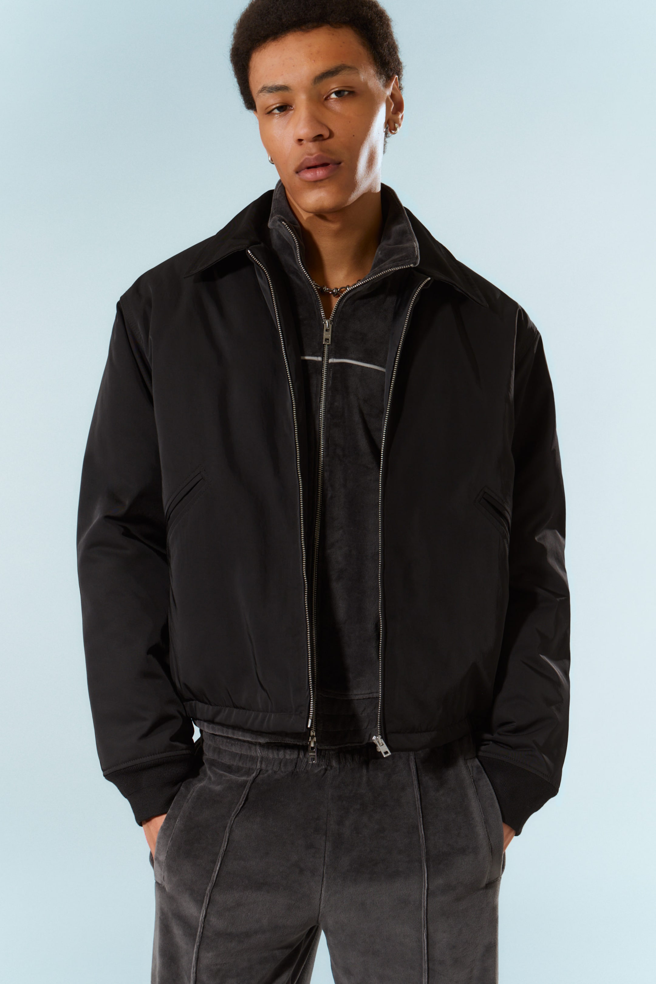 Black - Loose Fit Zip Jacket - 1