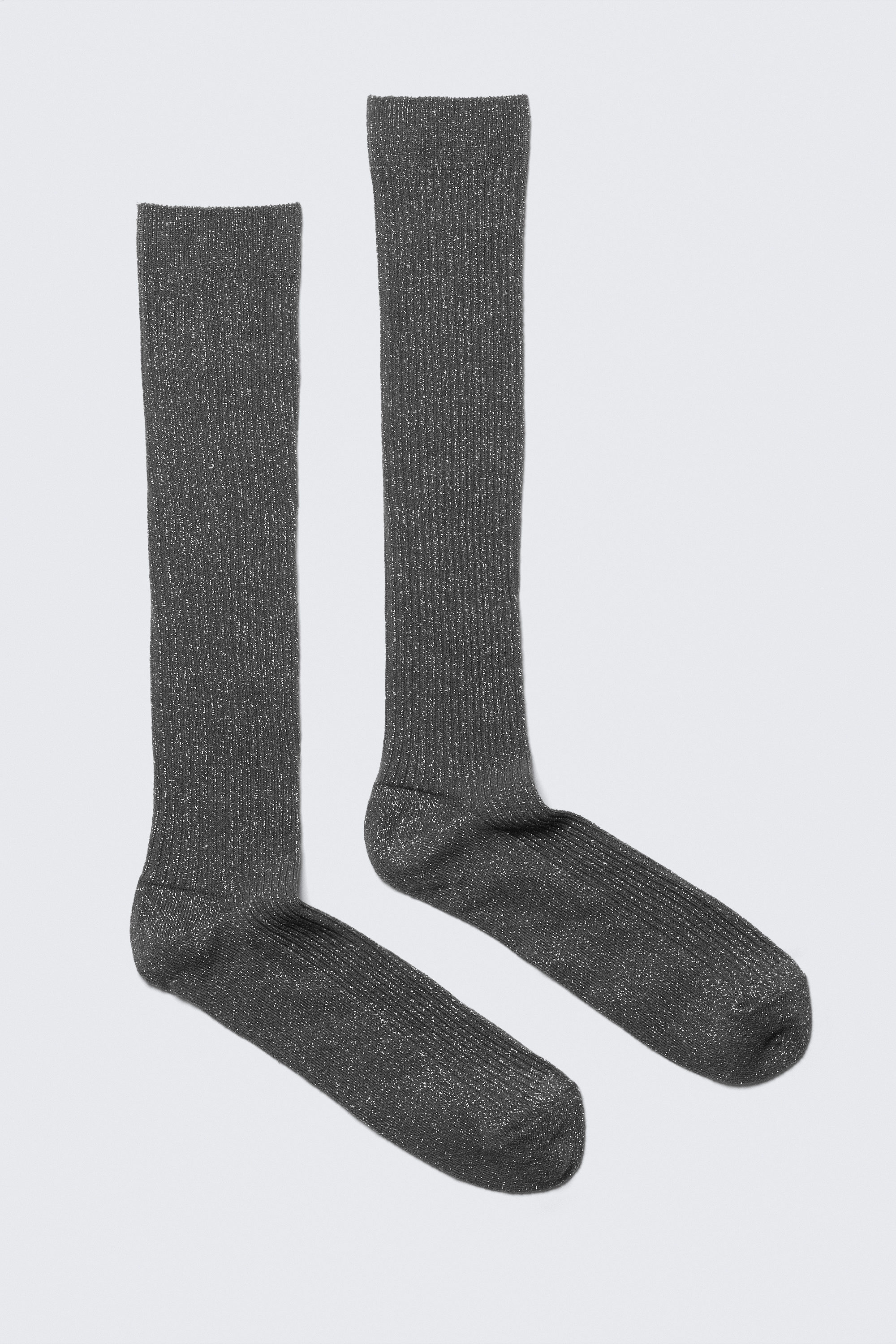 Donkergrijs glitter - Halfhoge sokken met glitters