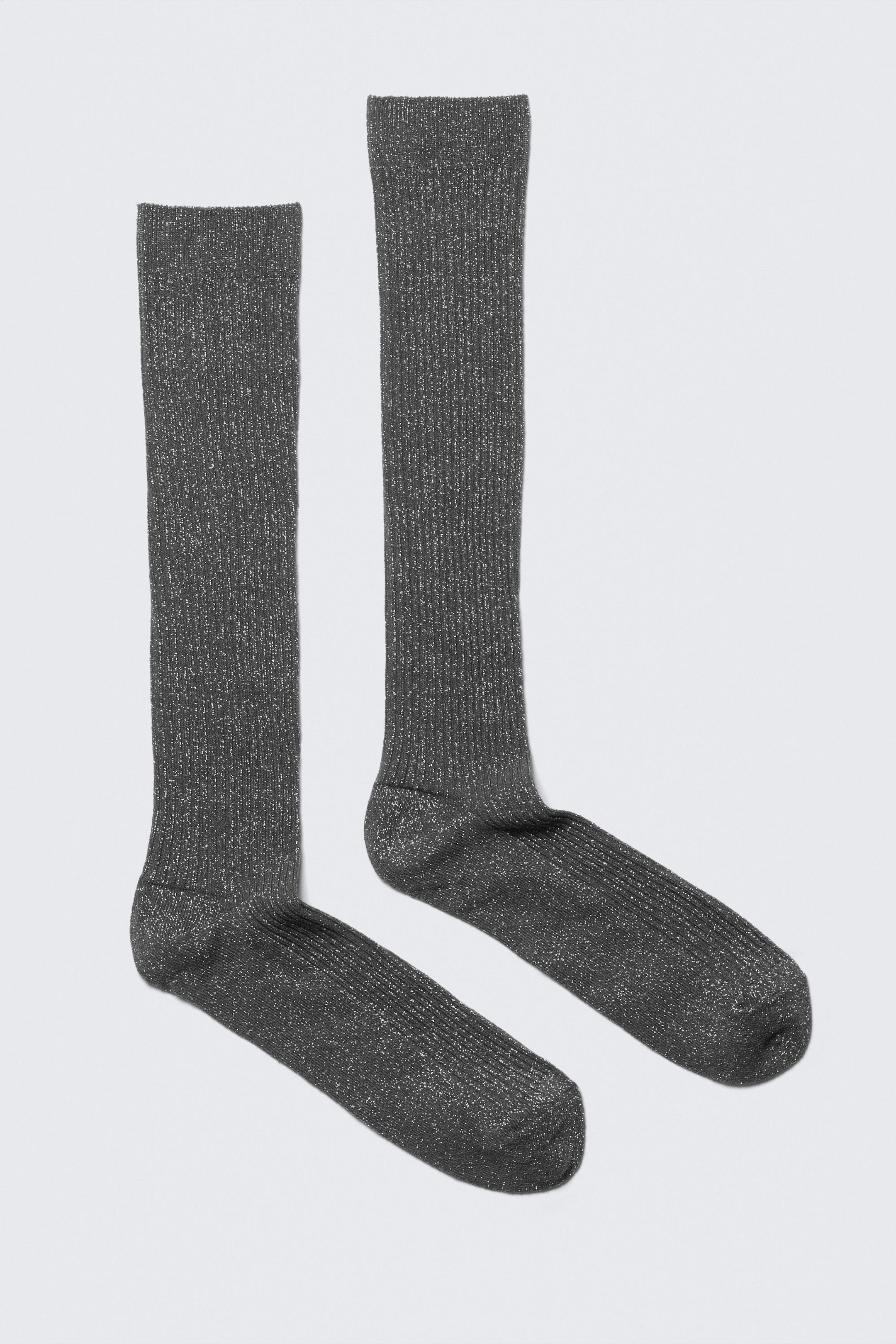 Mörkgrå Glitter - Glittriga mid-high-strumpor