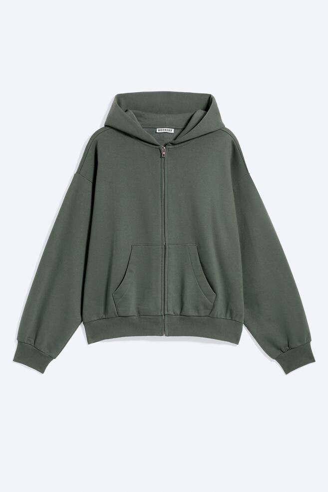 Loose Zip Hoodie - Mörkgrön/Svart/Gråmelerad/Mörkblå/Tvättad Ljusblå/Mörkbrun - 1