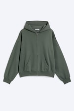 Dark Green - Loose Fit Zip Hoodie - 3