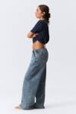 Torn Blue - Medium Blue - Low Rise Loose Fit Denim Joggers - 3