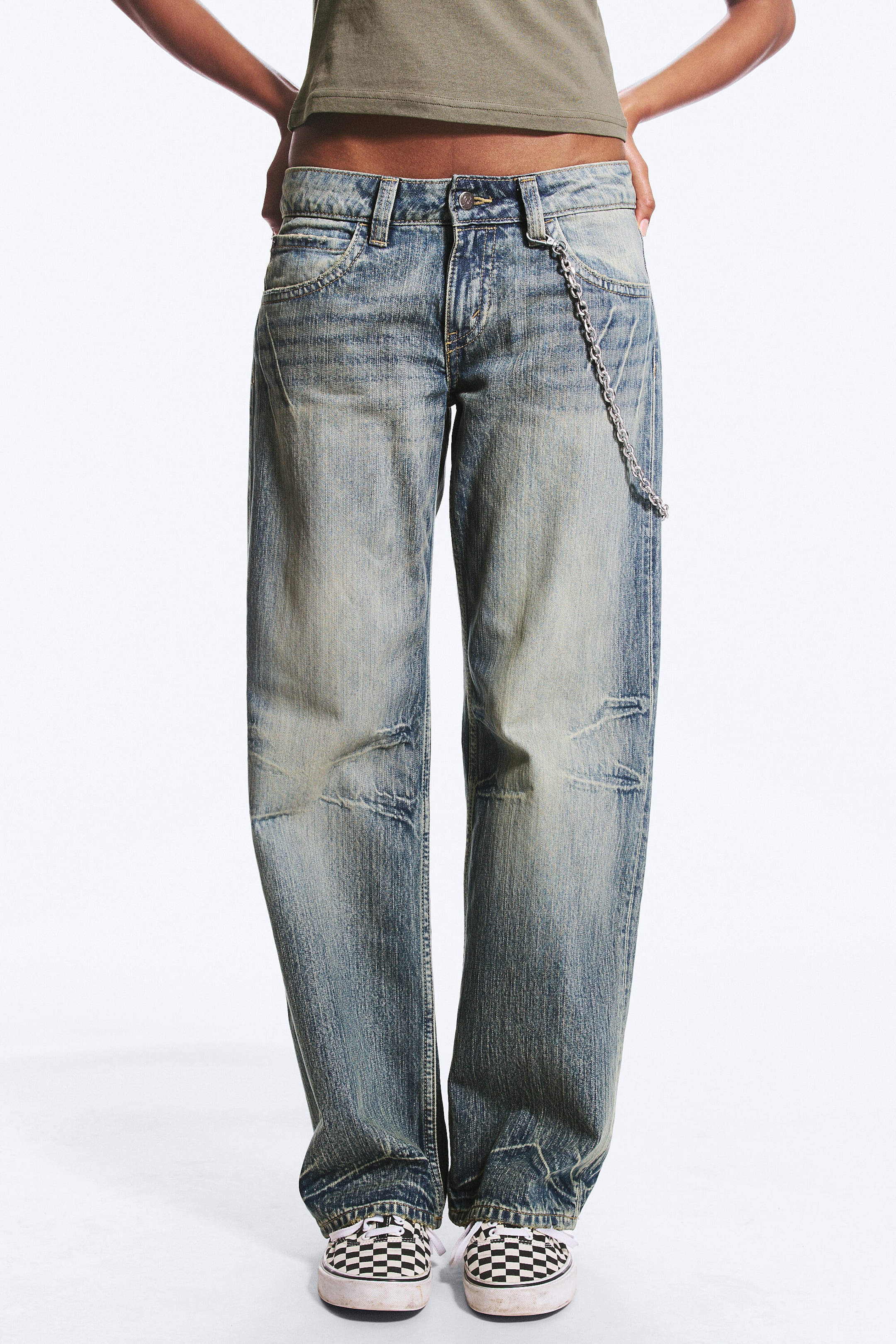 Hazy Blue - Medium Blue - Messy Low Rise Regular Straight Jeans - 2