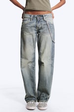 Hazy Blue - Mittelblau - Messy Low Rise Regular Straight Jeans - 1