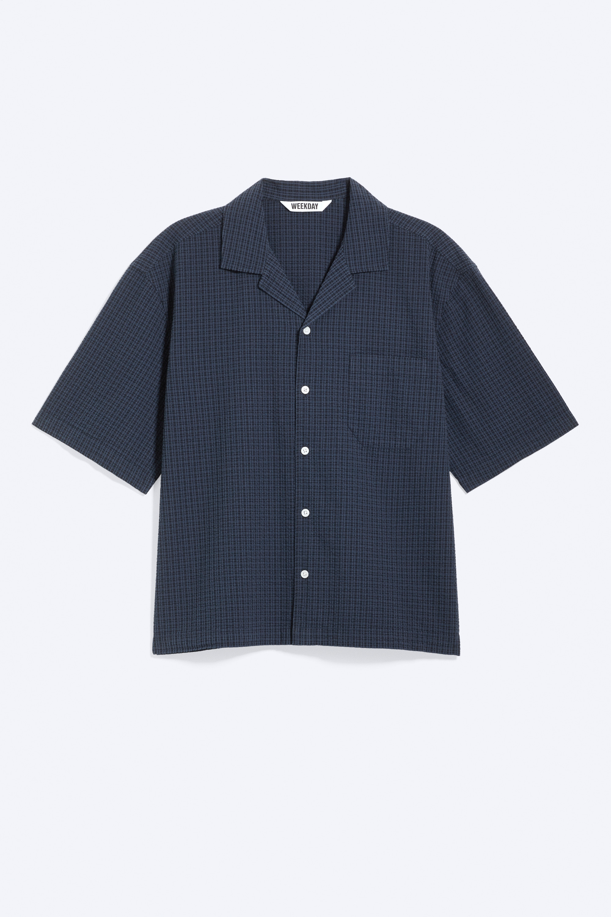Χαλαρό Κοντομάνικο Πουκάμισο Για Διακοπές - Καρό Σκούρο Μπλε/Καρό Γκρι