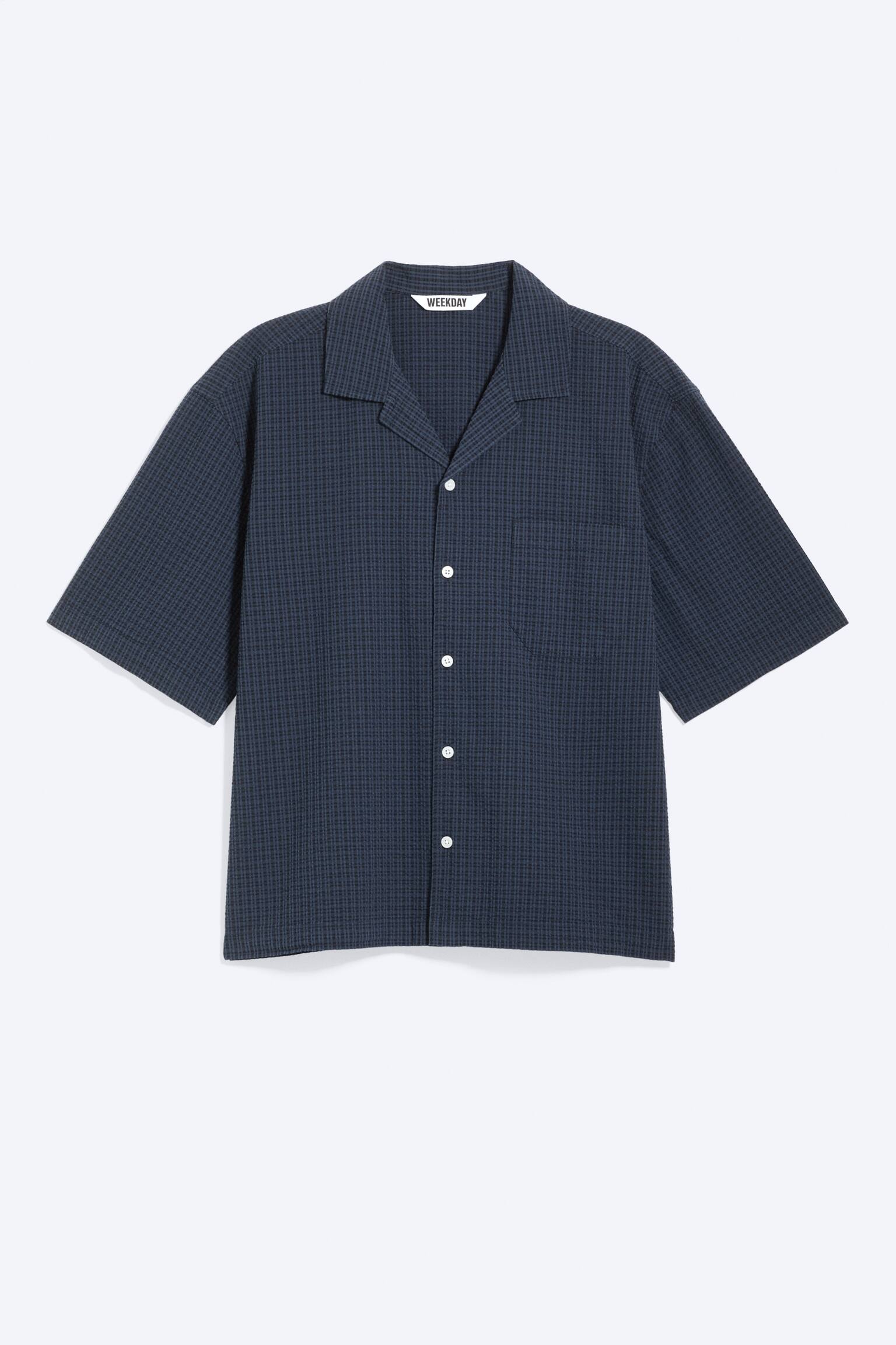 Χαλαρό Κοντομάνικο Πουκάμισο Για Διακοπές - Καρό Σκούρο Μπλε/Καρό Γκρι - 2