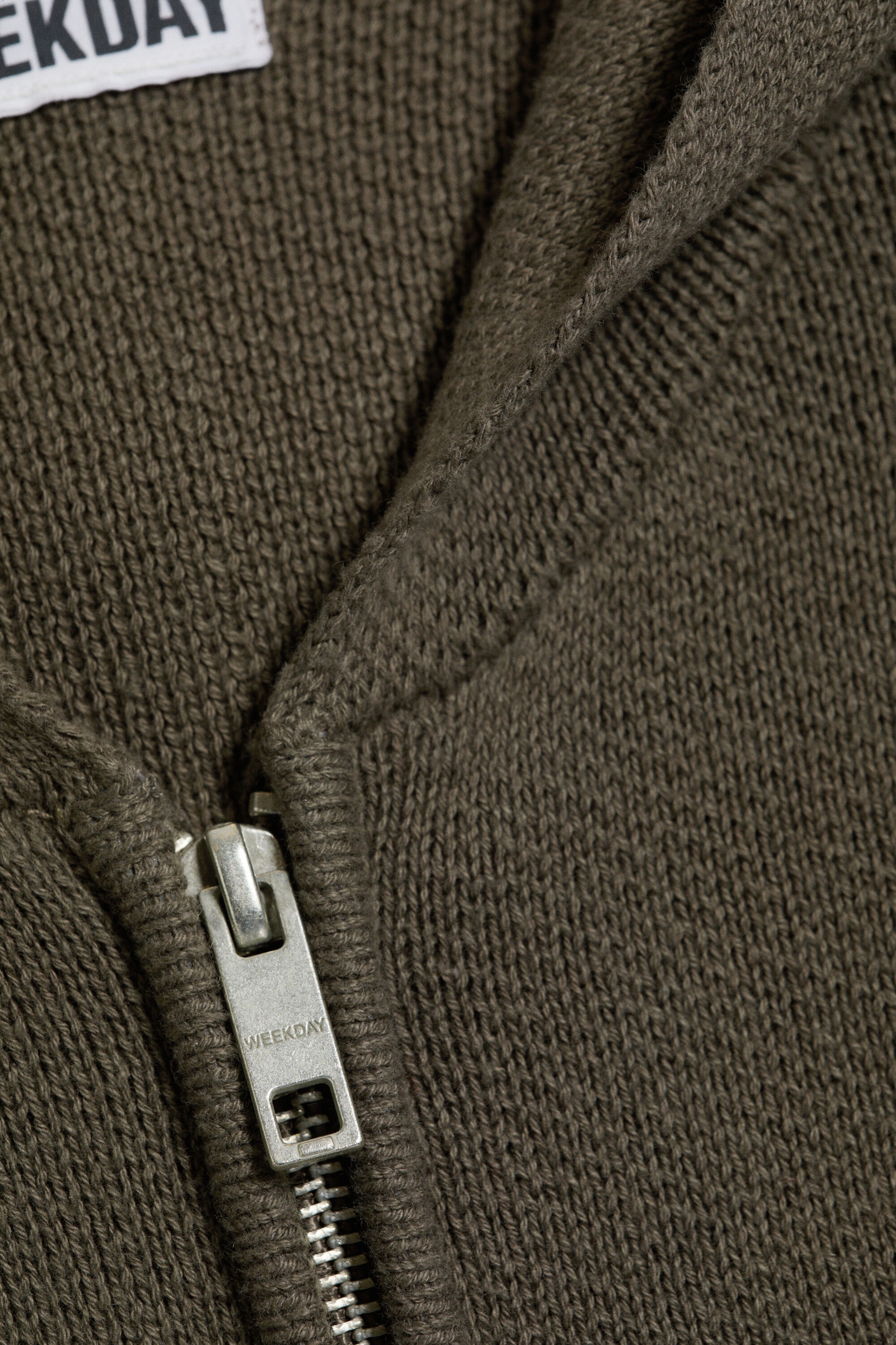 Khakigrön - Stickad zip-through-hoodie - 5