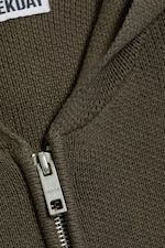 Khakigrön - Stickad zip-through-hoodie - 5
