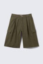 Dunkles Khakigrün - Lockere Utility-Shorts aus Baumwoll-Twill - 5