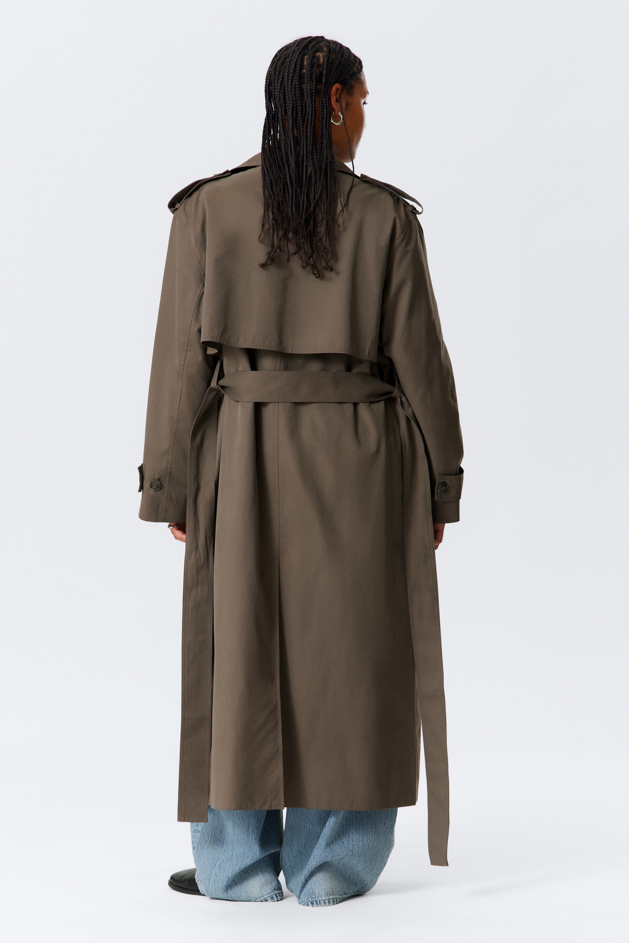 View larger image: Oversized Double-Breasted Canvas Trench Coat - Dark Mole - Ladies | H&M GB 4