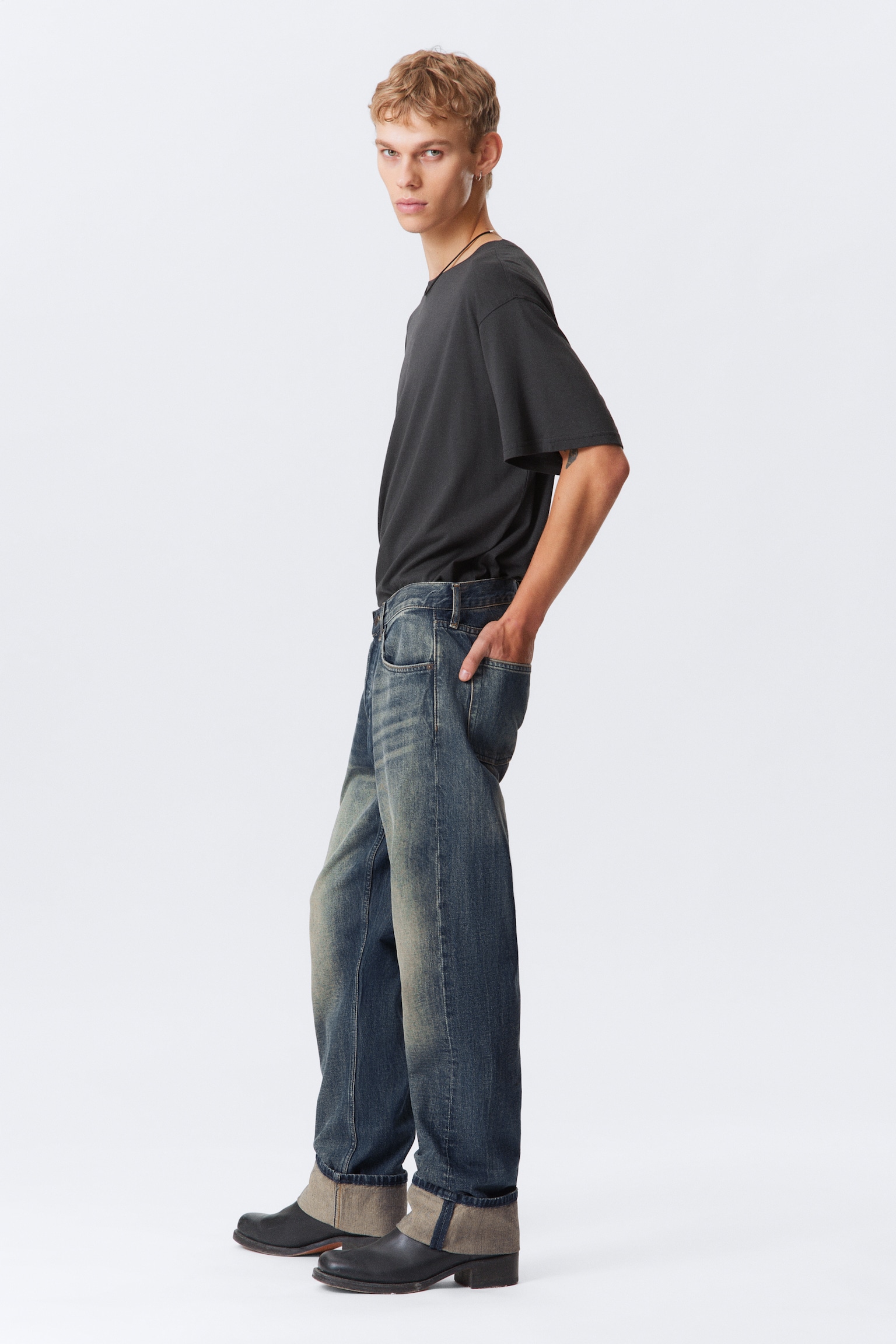 Orbit Mid Waist Regular Fold-Up Jeans - Baltic Blue - Mörkblå - 7