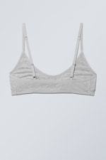 Gråmelerad - Inez scoop bomulls-BH - 1