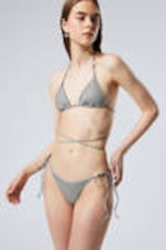 Grey - Rhinestones - Rhinestone Wrap Bikini Top - 1
