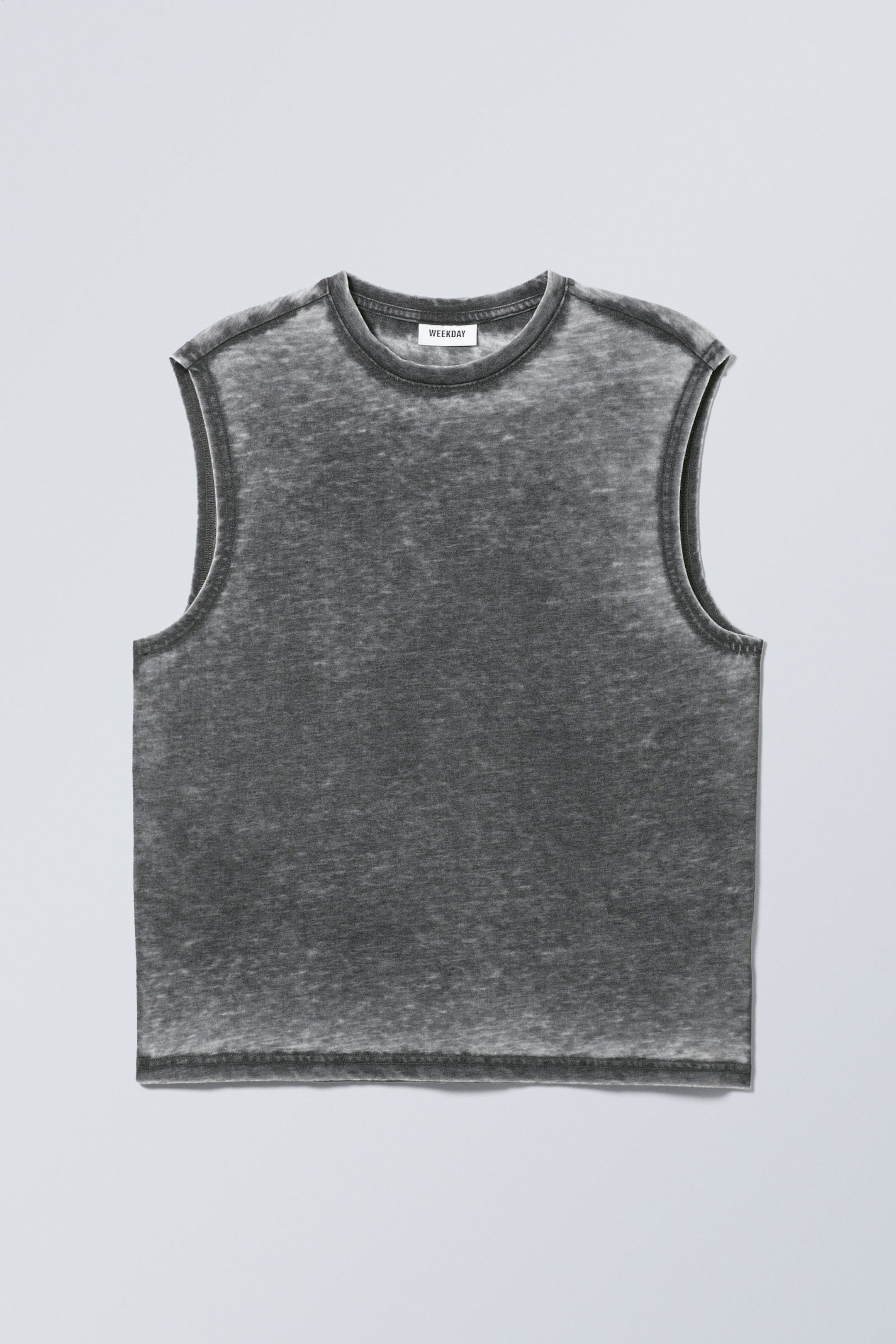 Dunkelgrau gewaschen - Verwaschenes, kastiges Tanktop - 1