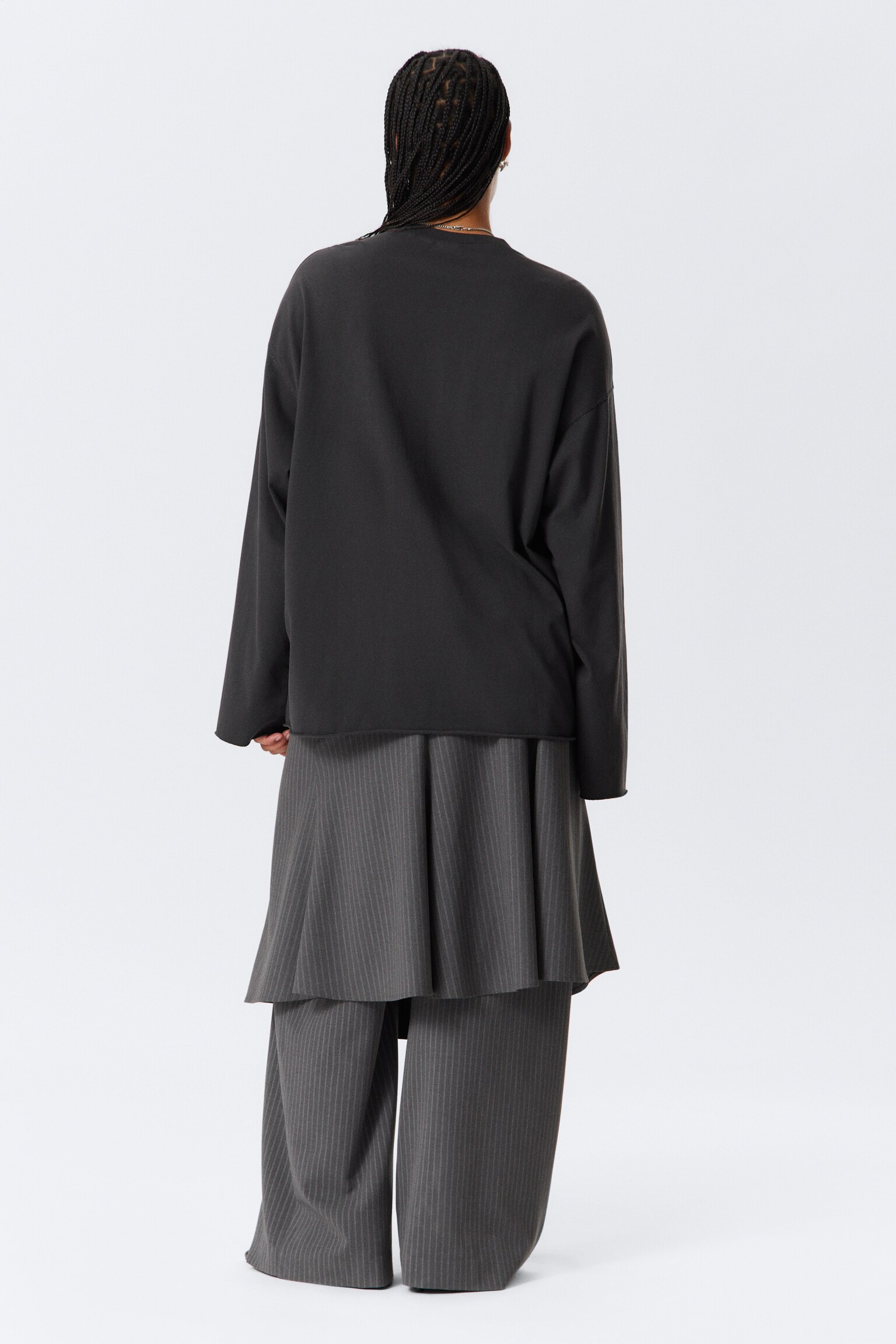 Oversized katoenen top met print en lange mouwen - Dark Grey - New Beginnings - 4