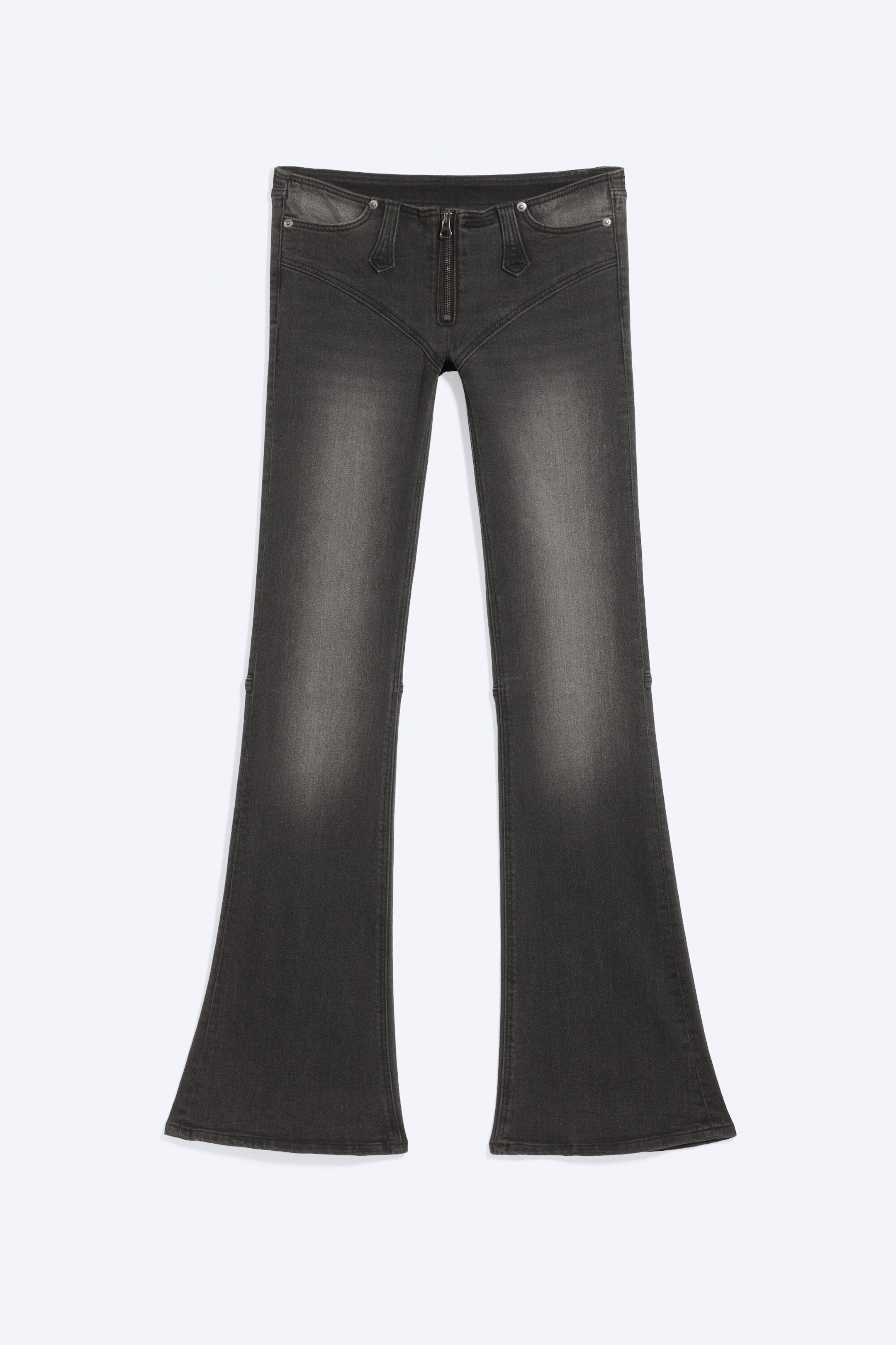 Worn Black - Black - Booty Bei Zipped Low Rise Bootcut Jeans - 5
