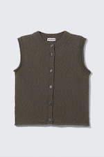 Dark Greyish Brown - Knitted Single-Breasted Vest - 0