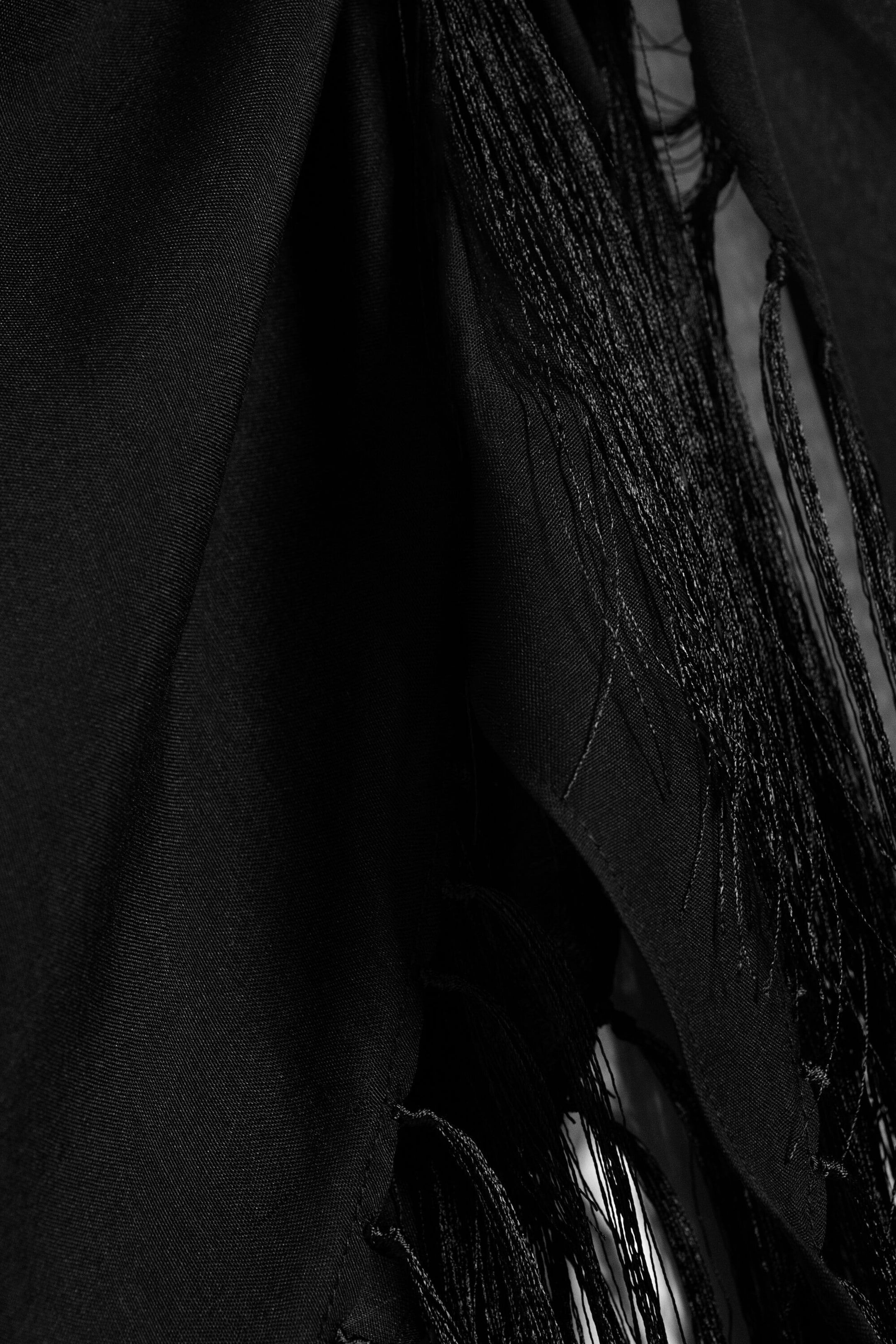 Svart - Midjescarf med fransar - 3