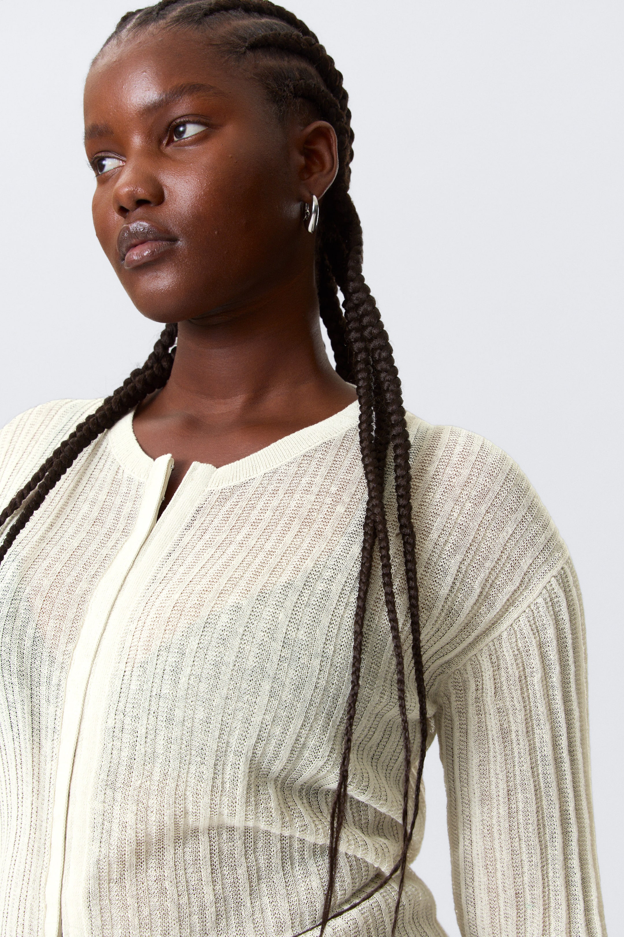 Ecru - Cardigan aus transparentem Leinen-Mix - 2