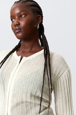 Écru - Cardigan en lin mélangé transparent - 1