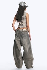 Smokey Black - Black - Dunno Unisex Low Rise Loose Barrel Jeans - 8