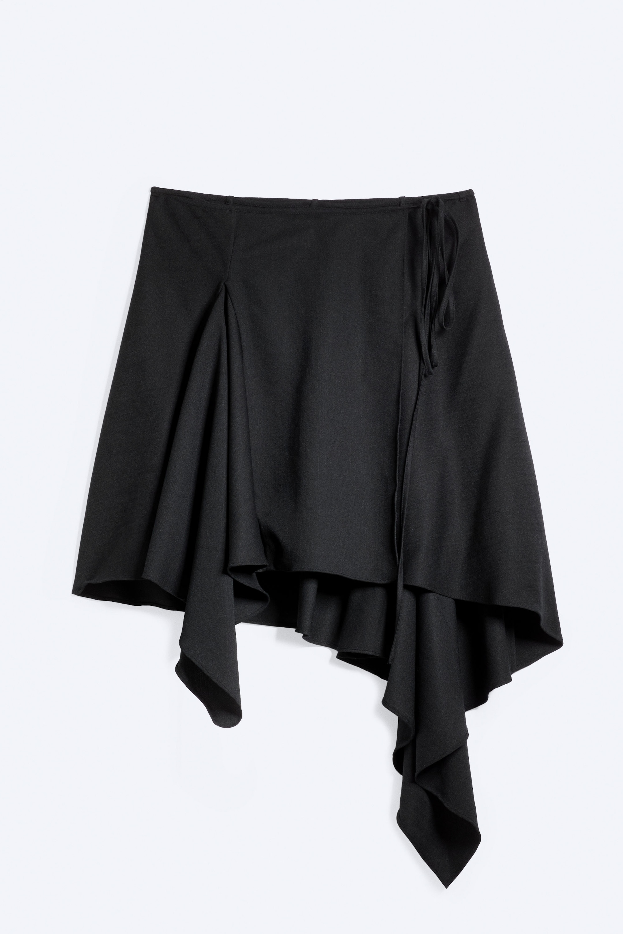 Black - Asymmetric Mid Rise Wrap Midi Skirt - 4