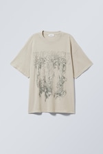 Helles Graubraun - Synchronize - Oversized T-Shirt mit Print - 0