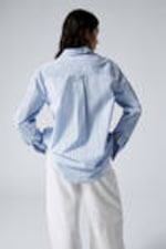 Striped Light Blue - Long-Sleeved Poplin Cotton Shirt - 2